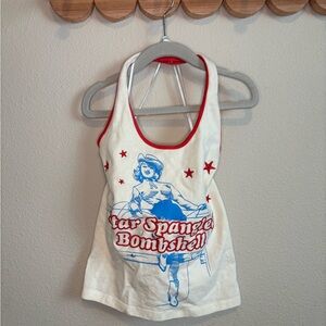 Star Spangled Bombshell Women's White Graphic Tank Top